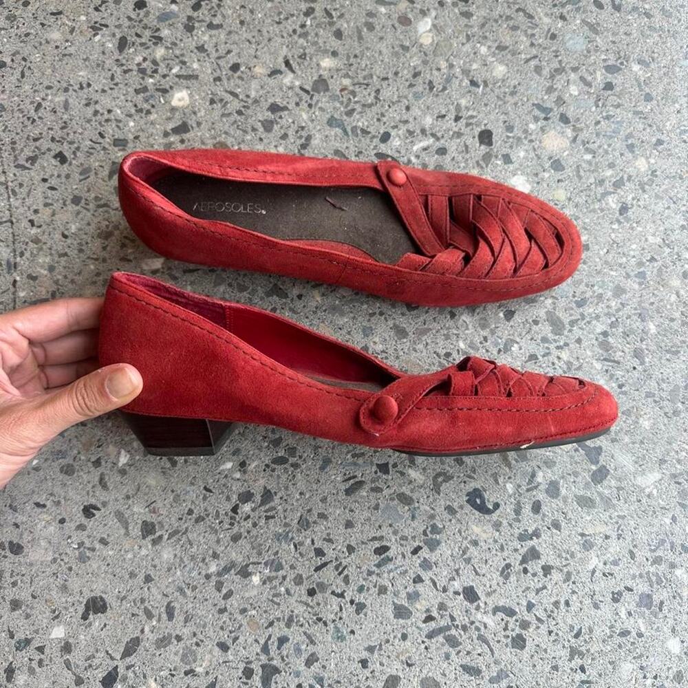 Aerosoles womens 7.5 flats Red suede ballet flats with braided detail